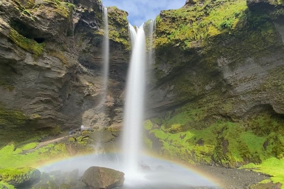 Beautiful waterfall you can spot while on a road trip in Iceland