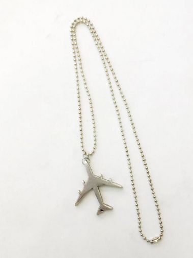 Airplane shaped necklace made from airplane parts