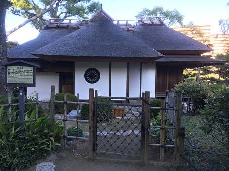 Outside view of a tea house in Shukkeien Garden